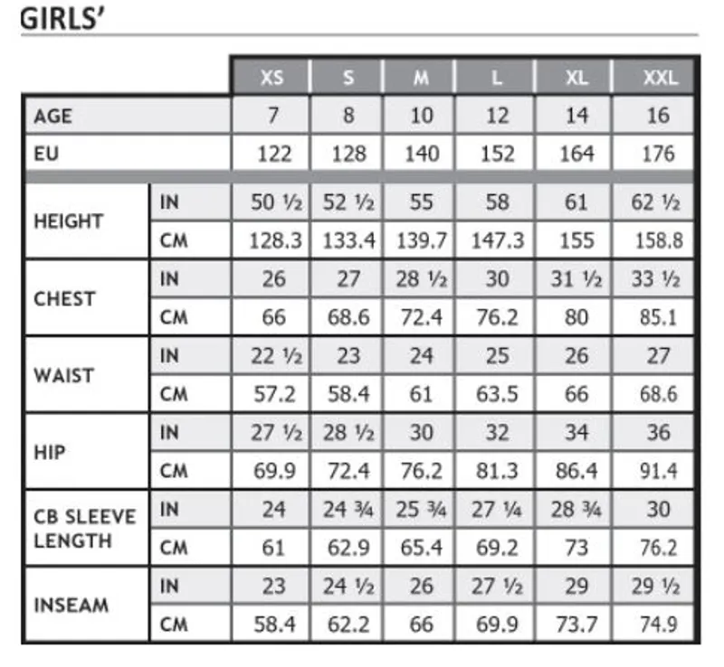 Ariat size chart